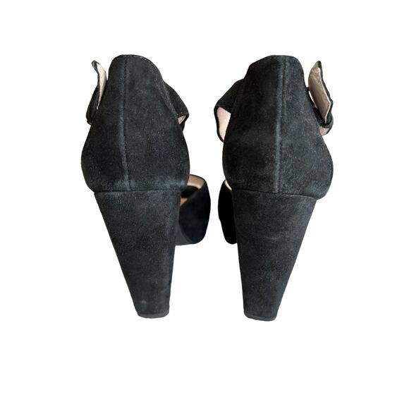 Michael Kors sky high Suede platform Heels Ankle strap detail Black 6.5 - Picture 8 of 9